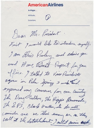 Elvis Letter to President Nixon