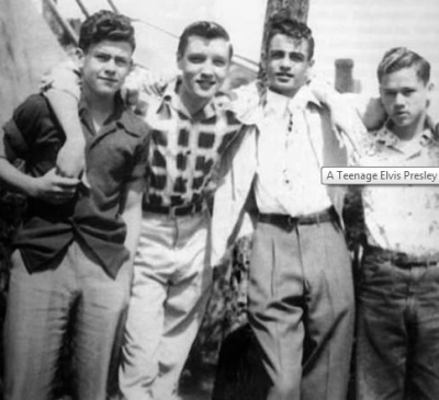 Elvis the teenager with buddies