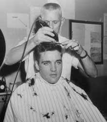 Wow This Guy Really is trimming Elvis with an Army Crew cut!